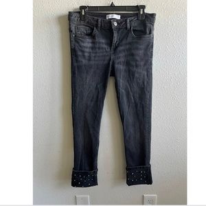 Zara Women's Bottom Pearls Black Skinny Jeans Size 8 Style 6164/203/800/40